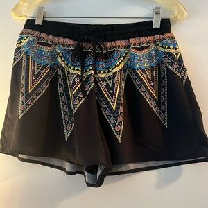 Aztec print black shorts size medium